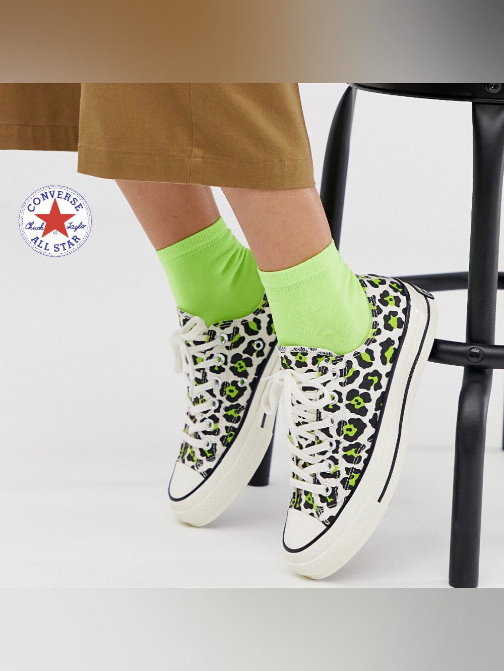 Converse Chuck 70 Ox Archive Print Leopard Womens Size 11.5 Egret Green Shoes
